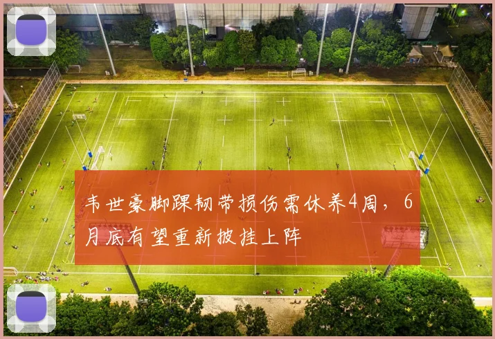 韦世豪脚踝韧带损伤需休养4周，6月底有望重新披挂上阵